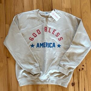 Beige 'God Bless America' Crewneck Sweater-NWT